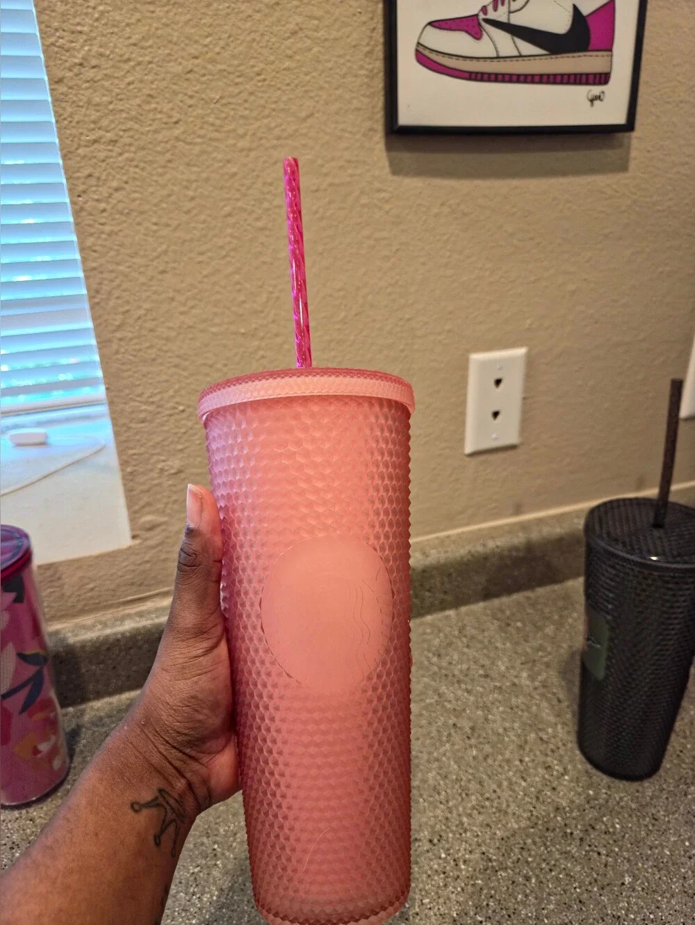 Starbucks Rose Pink Textured Tumbler with Straw